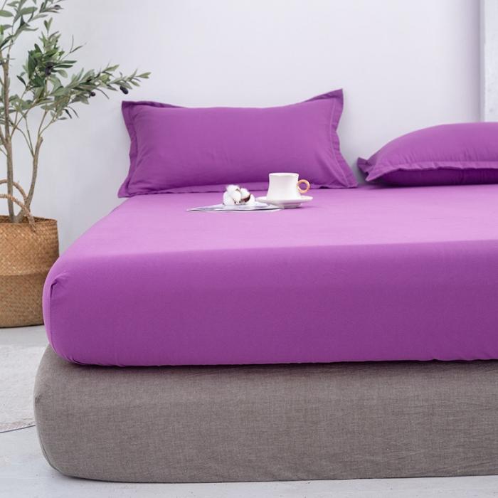 91家纺网 家纺一手货源 找家纺 贝拉梦 芦荟棉纯色单品床笠 魅紫