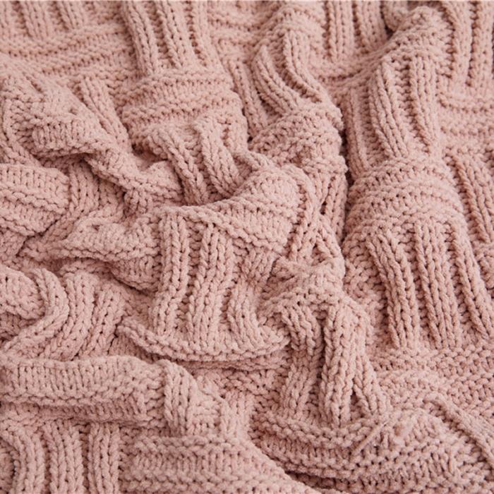 91家纺网 家纺一手货源 找家纺 暖绵绵 新款丽贝卡系列针织棉子线毯毛毯 橡皮粉