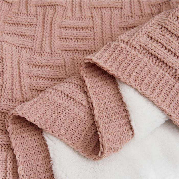 91家纺网 家纺一手货源 找家纺 暖绵绵 新款丽贝卡系列针织棉子线毯毛毯 橡皮粉