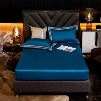 91家纺网 家纺一手货源 找家纺 凯磊家纺 2019新款高支高密.简约风长绒棉单床笠 爱丽丝-梦蓝