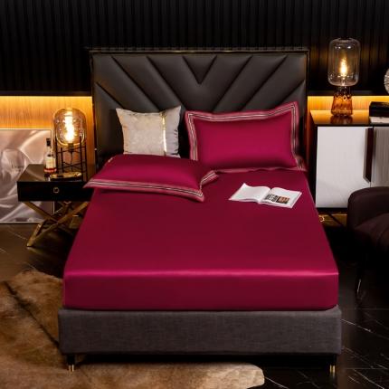 91家纺网 家纺一手货源 找家纺 凯磊家纺 2019新款高支高密.简约风长绒棉单床笠 爱丽丝-千禧红