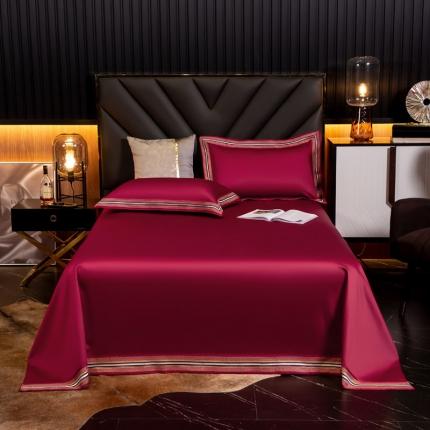 91家纺网 家纺一手货源 找家纺 凯磊家纺 2019新款高支高密.简约风长绒棉单床单 爱丽丝-千禧红