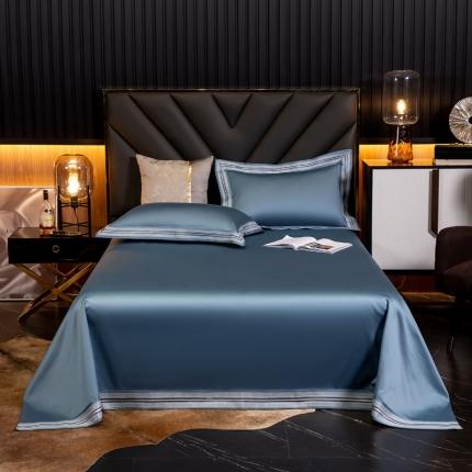 91家纺网 家纺一手货源 找家纺 凯磊家纺 2019新款高支高密.简约风长绒棉单床单 爱丽丝-水手蓝