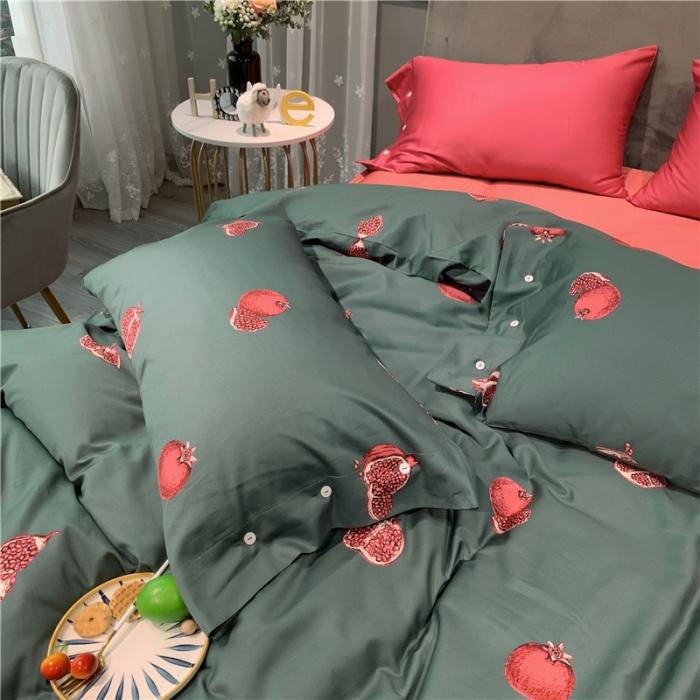 91家纺网 家纺一手货源 找家纺 优然居 2019新款长绒棉活性印花四件套 石榴红