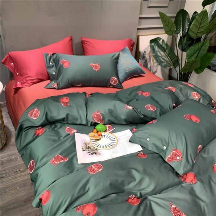 91家纺网 家纺一手货源 找家纺 优然居 2019新款长绒棉活性印花四件套 石榴红