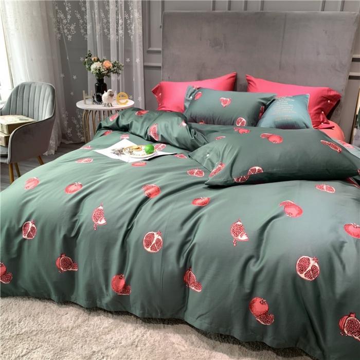 91家纺网 家纺一手货源 找家纺 优然居 2019新款长绒棉活性印花四件套 石榴红