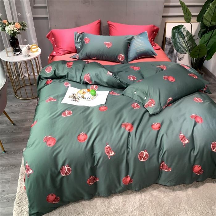 91家纺网 家纺一手货源 找家纺 优然居 2019新款长绒棉活性印花四件套 石榴红