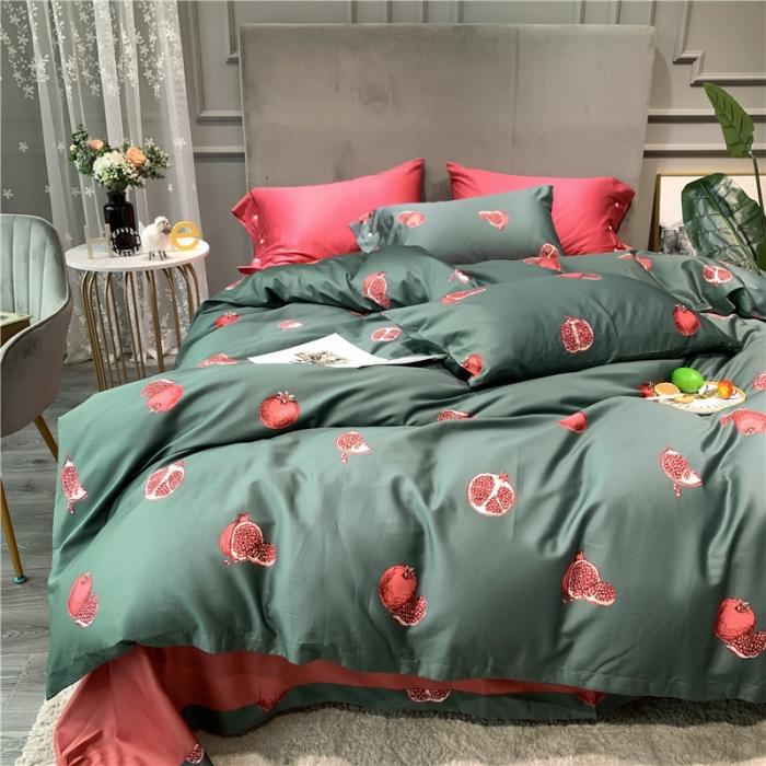 91家纺网 家纺一手货源 找家纺 优然居 2019新款长绒棉活性印花四件套 石榴红