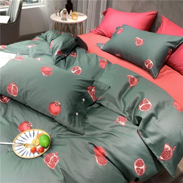 91家纺网 家纺一手货源 找家纺 优然居 2019新款长绒棉活性印花四件套 石榴红