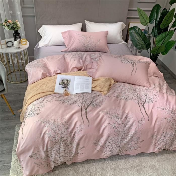 91家纺网 家纺一手货源 找家纺 优然居 2019新款长绒棉活性印花四件套 忆梦粉