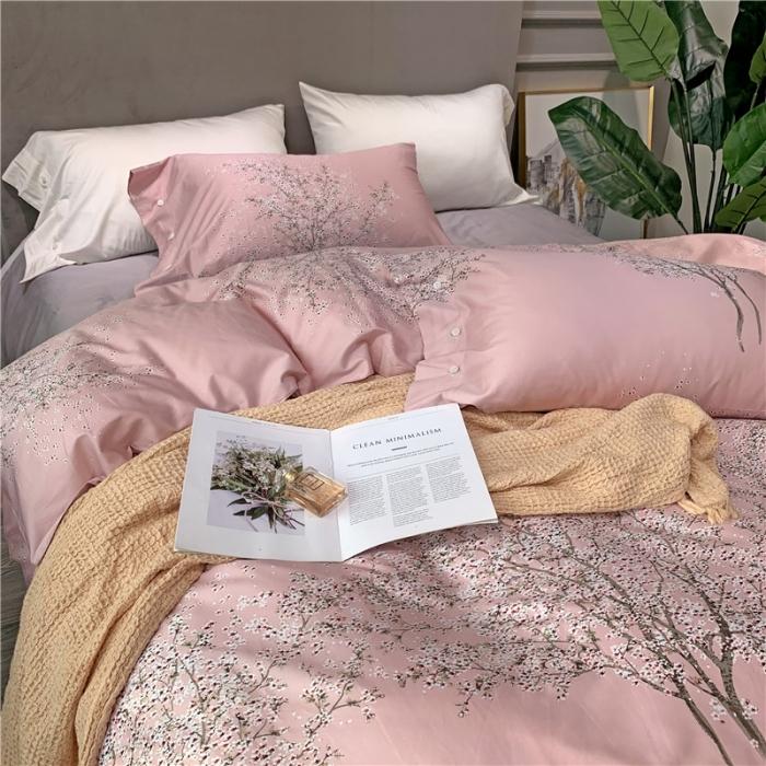 91家纺网 家纺一手货源 找家纺 优然居 2019新款长绒棉活性印花四件套 忆梦粉