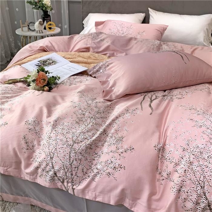 91家纺网 家纺一手货源 找家纺 优然居 2019新款长绒棉活性印花四件套 忆梦粉