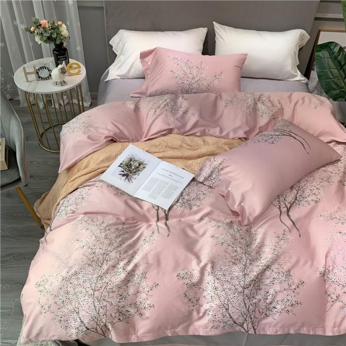 91家纺网 家纺一手货源 找家纺 优然居 2019新款长绒棉活性印花四件套 忆梦粉