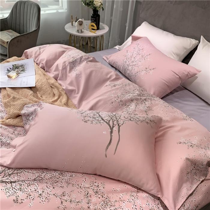 91家纺网 家纺一手货源 找家纺 优然居 2019新款长绒棉活性印花四件套 忆梦粉