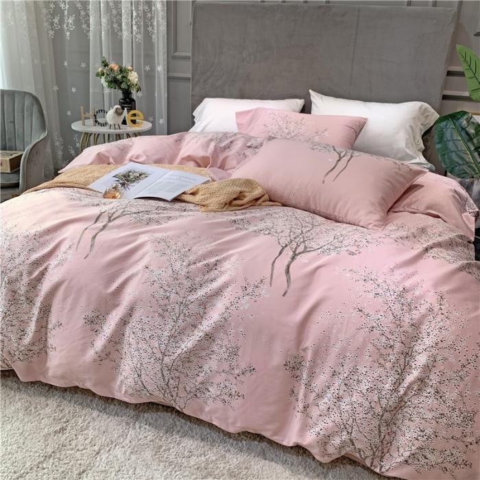 91家纺网 家纺一手货源 找家纺 优然居 2019新款长绒棉活性印花四件套 忆梦粉