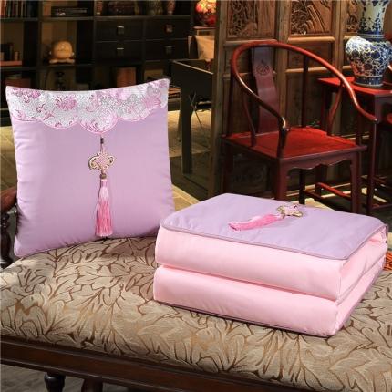 雷娜 2021新款中国结刺绣抱枕被 中国风-浅紫