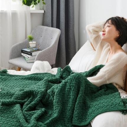 91家纺网 家纺一手货源 找家纺 （总）暖绵绵 新款艾斯系列针织毯子线毯毛毯模特图