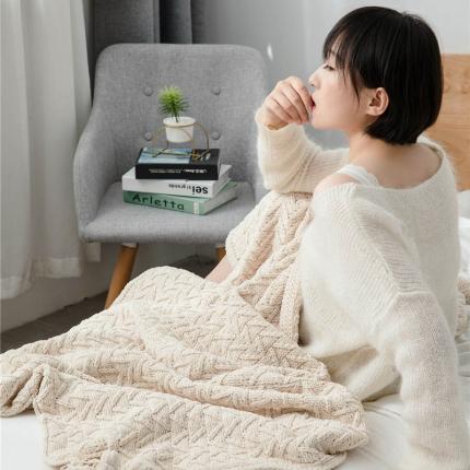 91家纺网 家纺一手货源 找家纺 （总）暖绵绵 新款艾斯系列针织毯子线毯毛毯模特图