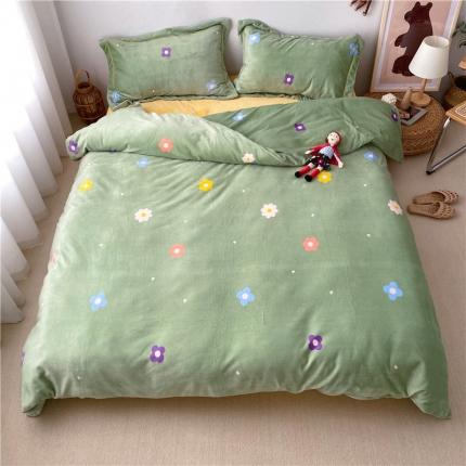 91家纺网 家纺一手货源 找家纺 （总）时年 2019牛奶绒印花保暖四件套童模图