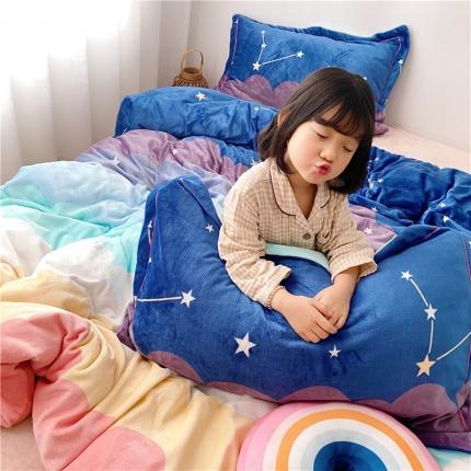 （总）时年 2019牛奶绒印花保暖四件套童模图