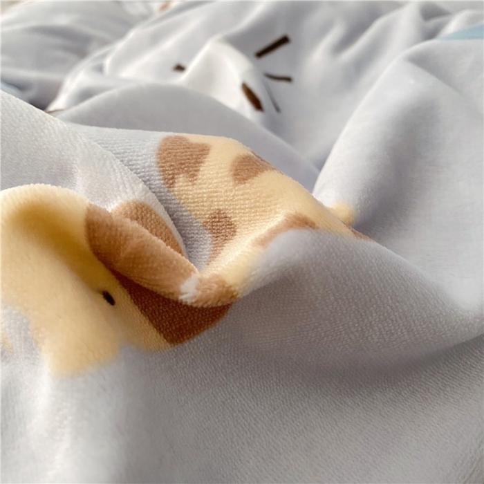 91家纺网 家纺一手货源 找家纺 时年 2019牛奶绒印花保暖四件套童模图 动物伙伴