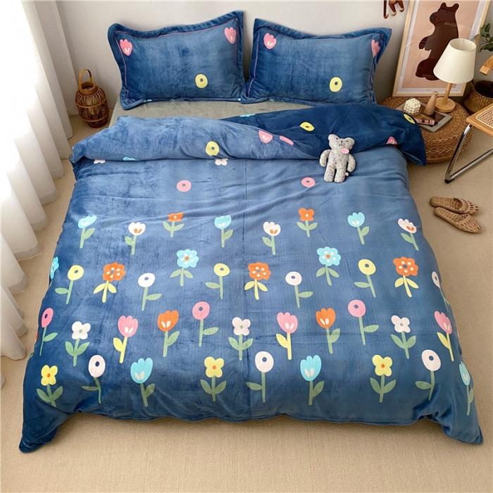 91家纺网 家纺一手货源 找家纺 时年 2019牛奶绒印花保暖四件套童模图 露娜