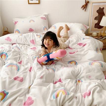 时年 2019牛奶绒印花保暖四件套童模图 棉花糖