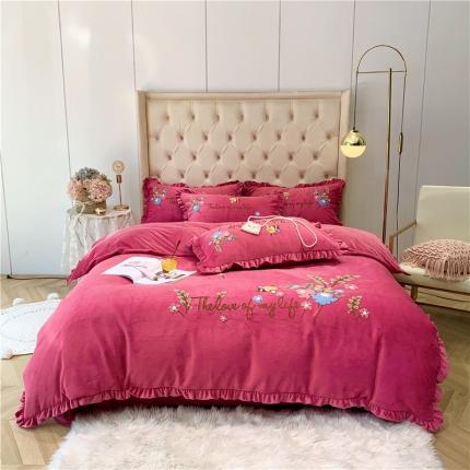 91家纺网 家纺一手货源 找家纺 （总）馨蕊家居 2021秋冬轻奢牛奶绒花韵系列四件套