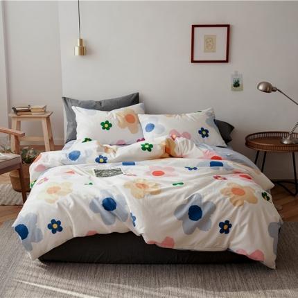 棉眠 2019新款棉加绒四件套 少女花季