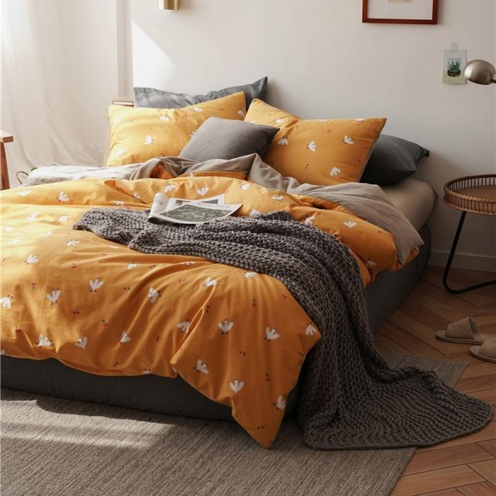 91家纺网 家纺一手货源 找家纺 棉眠 2019新款棉加绒四件套 小鸽子