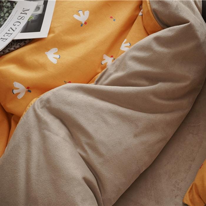 91家纺网 家纺一手货源 找家纺 棉眠 2019新款棉加绒四件套 小鸽子