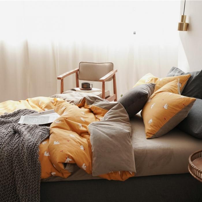 91家纺网 家纺一手货源 找家纺 棉眠 2019新款棉加绒四件套 小鸽子