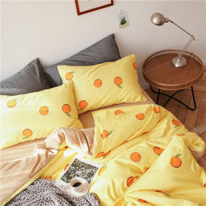91家纺网 家纺一手货源 找家纺 棉眠 2019新款棉加绒四件套 小橘子