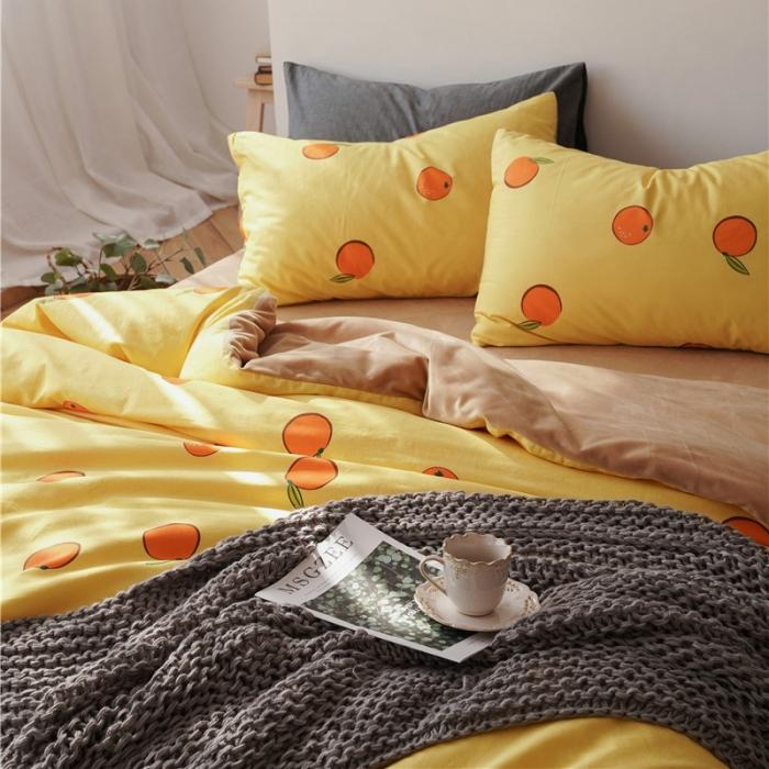 91家纺网 家纺一手货源 找家纺 棉眠 2019新款棉加绒四件套 小橘子