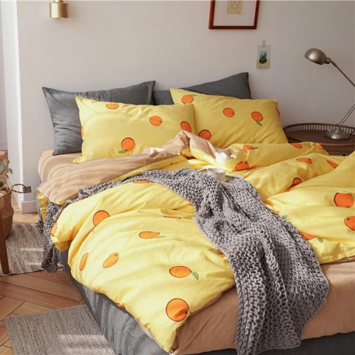 91家纺网 家纺一手货源 找家纺 棉眠 2019新款棉加绒四件套 小橘子