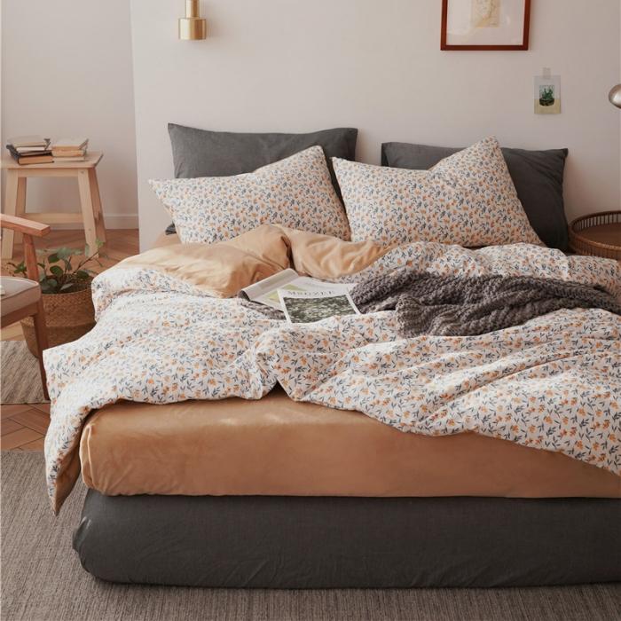 91家纺网 家纺一手货源 找家纺 棉眠 2019新款棉加绒四件套 小枇杷