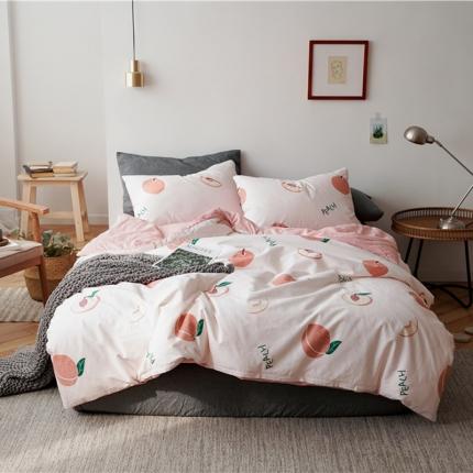 棉眠 2019新款棉加绒四件套 小桃桃