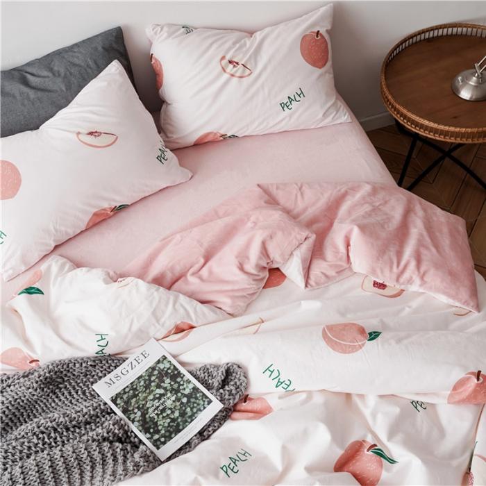 91家纺网 家纺一手货源 找家纺 棉眠 2019新款棉加绒四件套 小桃桃