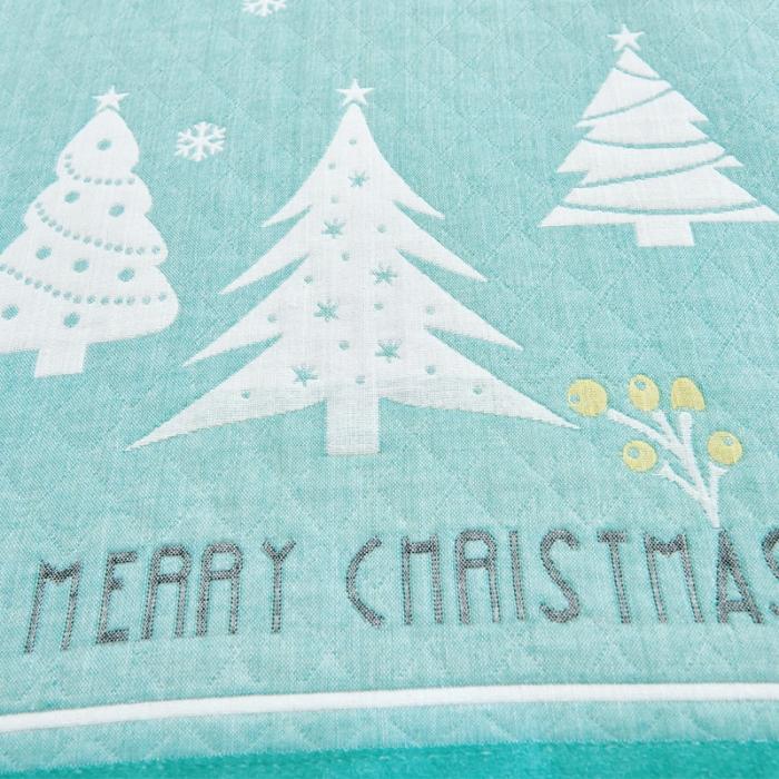 91家纺网 家纺一手货源 找家纺 混纺三层纱布非纯棉枕巾一对装比全棉成人情侣枕头巾儿童款枕巾 圣诞树-绿（一对）