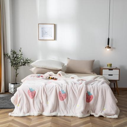 网客 2024雪花绒被套毯 草莓