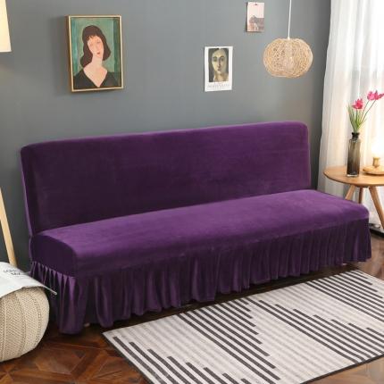 纤品绘 2020新款金貂绒裙边款沙发床套 魅力紫