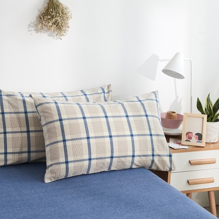 91家纺网 家纺一手货源 找家纺 MR.PIG 全尺寸定制单品全棉色织枕套纯棉这套水洗棉枕头套