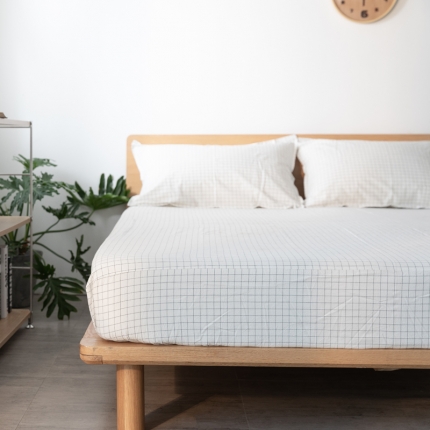 91家纺网 家纺一手货源 找家纺 简约纯色全棉水洗棉床笠单件1.5*2纯棉床罩床垫保护套1.8