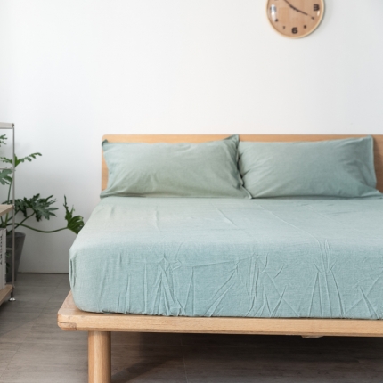 91家纺网 家纺一手货源 找家纺 简约纯色全棉水洗棉床笠单件1.5*2纯棉床罩床垫保护套1.8