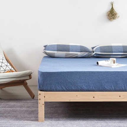 91家纺网 家纺一手货源 找家纺 简约纯色全棉水洗棉床笠单件1.5*2纯棉床罩床垫保护套1.8