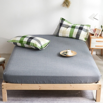 91家纺网 家纺一手货源 找家纺 简约纯色全棉水洗棉床笠单件1.5*2纯棉床罩床垫保护套1.8