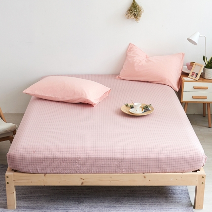 91家纺网 家纺一手货源 找家纺 简约纯色全棉水洗棉床笠单件1.5*2纯棉床罩床垫保护套1.8
