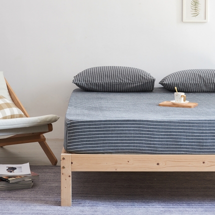 91家纺网 家纺一手货源 找家纺 简约纯色全棉水洗棉床笠单件1.5*2纯棉床罩床垫保护套1.8