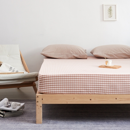 91家纺网 家纺一手货源 找家纺 简约纯色全棉水洗棉床笠单件1.5*2纯棉床罩床垫保护套1.8