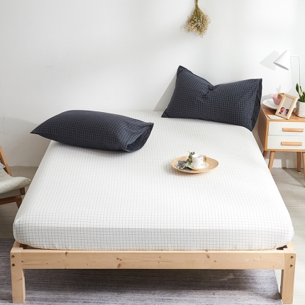 91家纺网 家纺一手货源 找家纺 简约纯色全棉水洗棉床笠单件1.5*2纯棉床罩床垫保护套1.8